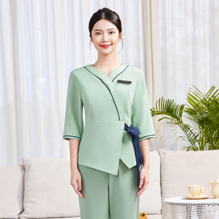 Beautician Work Clothes Slimming Look Beauty Salon Technician Clothes Hotel Foot Massage Massage Work Clothes Women's Spring and Summer Mid-Sleeve