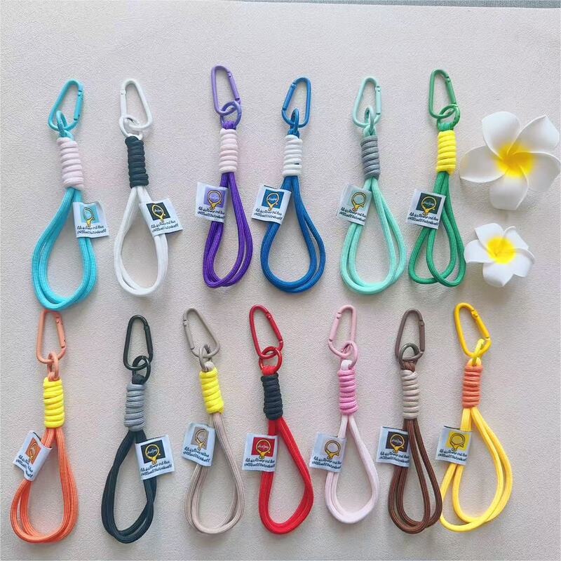 Outdoor Backpack Keychain Nylon Braided Rope Unisex Carabiner Couple Wrist Strap Anti-Loss Bag Pendant Lanyard