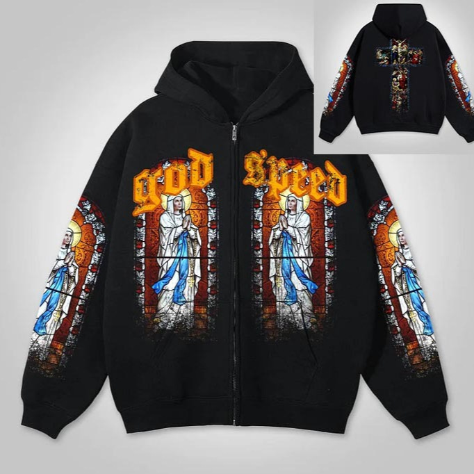 2025新款SPEED 字母印花原宿套头衫卫衣拉链 短袖T恤热销批发