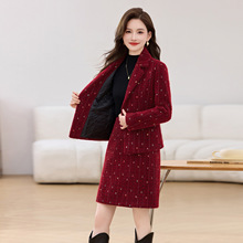 时尚休闲套装2025秋冬新款轻奢小香风夹棉外套半裙两件套 LB9766