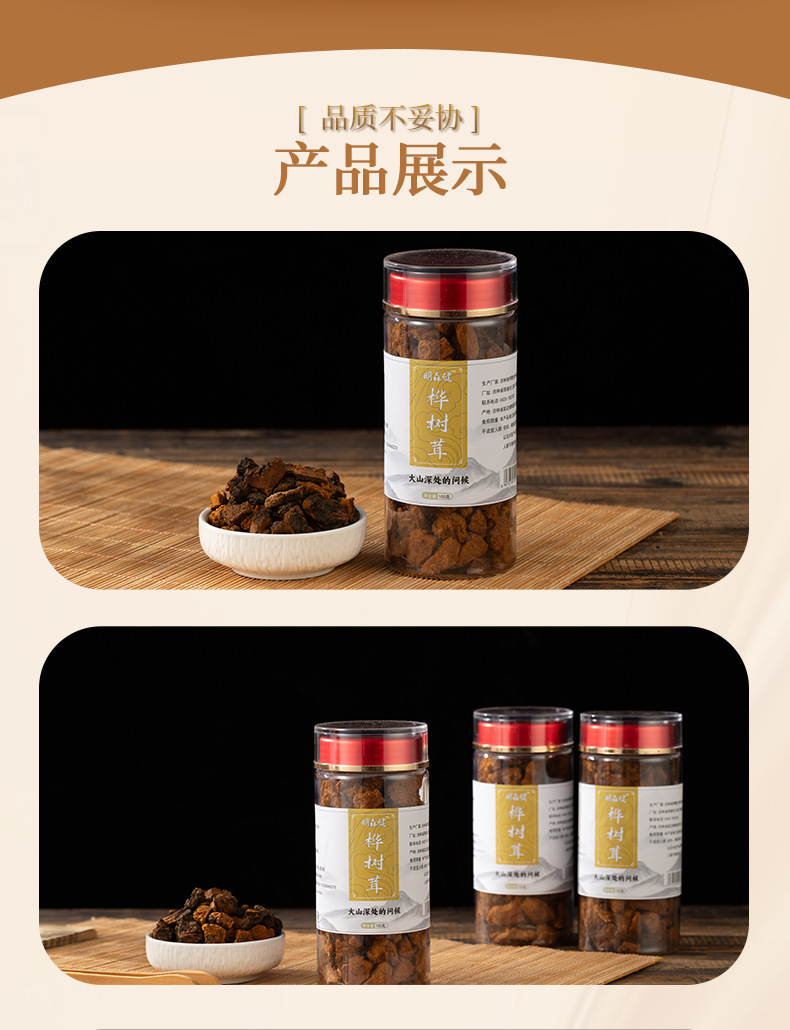 Wild Chaga Mushroom Raw Blocks Bai Hua Rong Sourced from Changbai Mountain 100g key features