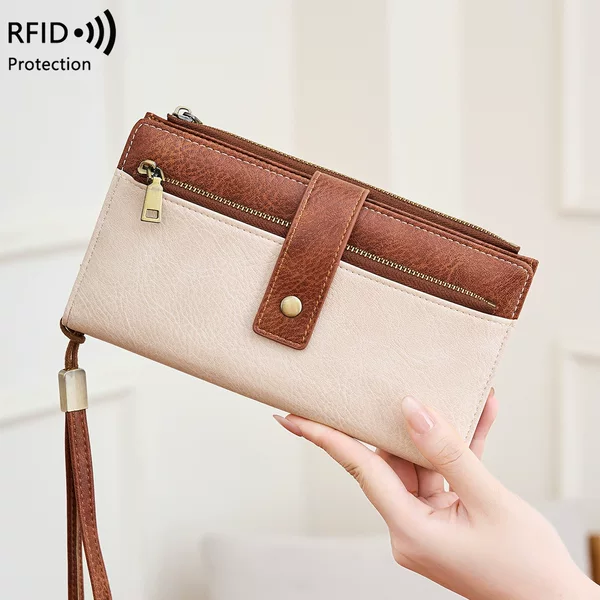 New cross-border RFID anti-magnetic women's wallet with multiple card slots 70% off Long wallet European and American retro fashion clutch bag