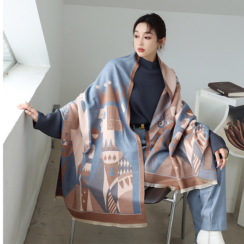 新しい秋冬の両面スカーフ、ファッショナブルで多用途、ハイエンドの模造カシミヤブランケット、暖かく厚みのあるアウターショールとスカーフ|undefined