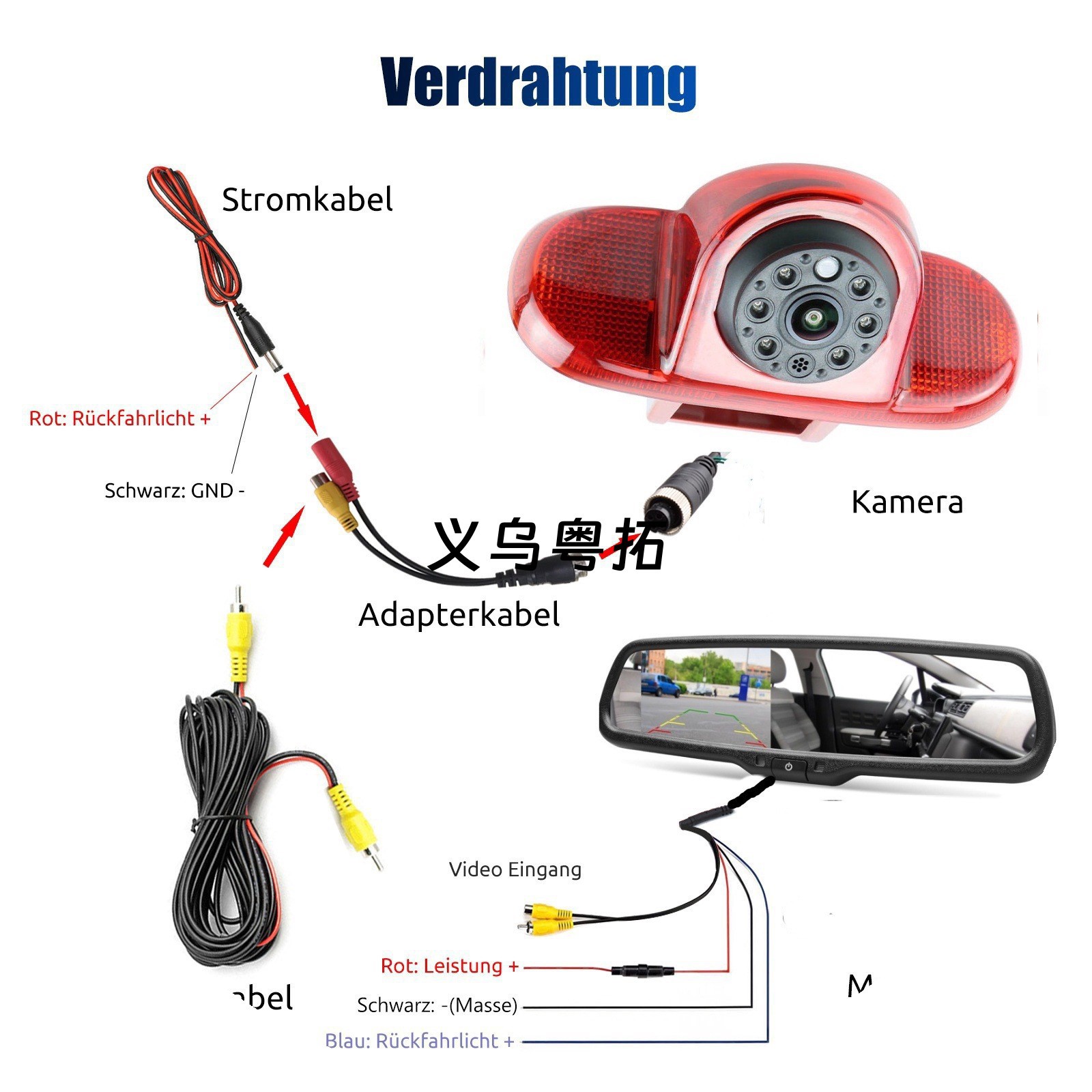 Suitable for Renault Trafic and Opel Vivaro high-position rearview mirror display reversing camera