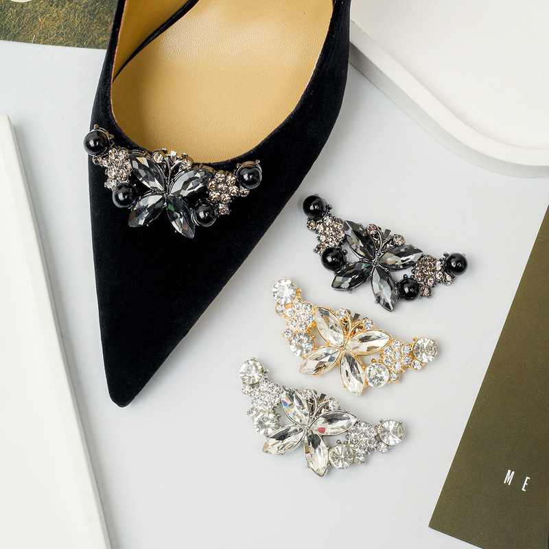 Cross-Border High-Heeled Shoes with Bowknot, Rhinestone-Embellished Shoe Buckle, Detachable Decorative Accessories, Clip-On Shoe Flower, High-End Shoe Accessories Cross-Border High-Heeled Shoes with Bowknot, Rhinestone-Embellished Shoe Buckle, Detachable Decorative Accessories, Clip-On Shoe Flower, High-End Shoe Accessories