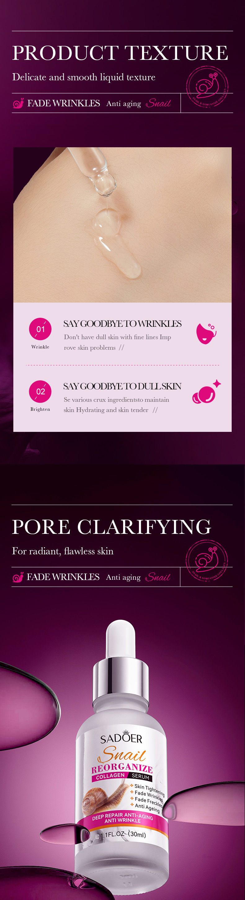 Solution d'essence de collagène d'escargot recombinant SADOER_voghion.com