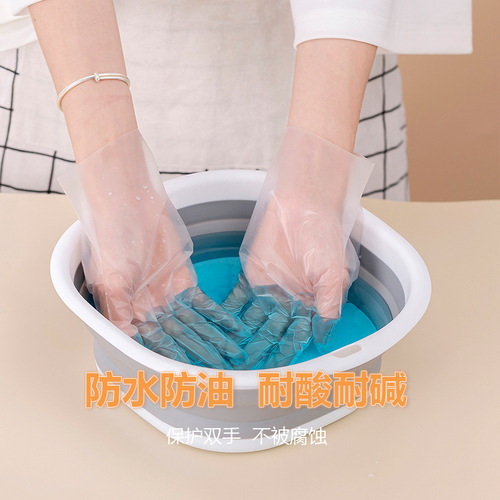 Disposable food grade pte gloves thickened catering baking kitchen dishwashing latex rubber gloves durable for housework