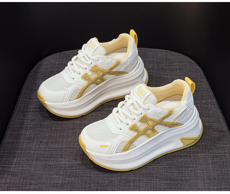 Giày sneaker nữ đế dày tăng chiều cao lưới thoáng khí mùa hè phong cách thể thao — M2916-2 Vàng kem, M2916-2 Xám kem, M2916-2 Xám chi tiết 20