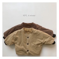 Retro-Edge Winter New Korean Style Children's Fleece-lined Down Jacket Windproof Cotton Padded Coat for Boys and Girls Cotton Lined Warm Down Jacket