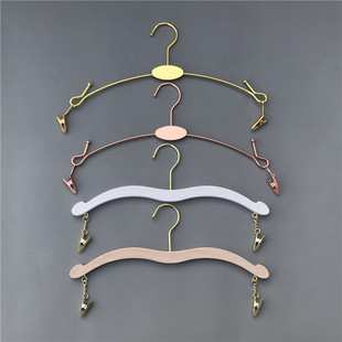 Underwear Rack Clothing Store Metal Anti-Slip Clip Underwear Store Plastic Imitation Wood White Solid Underwear Bra Rack Gold