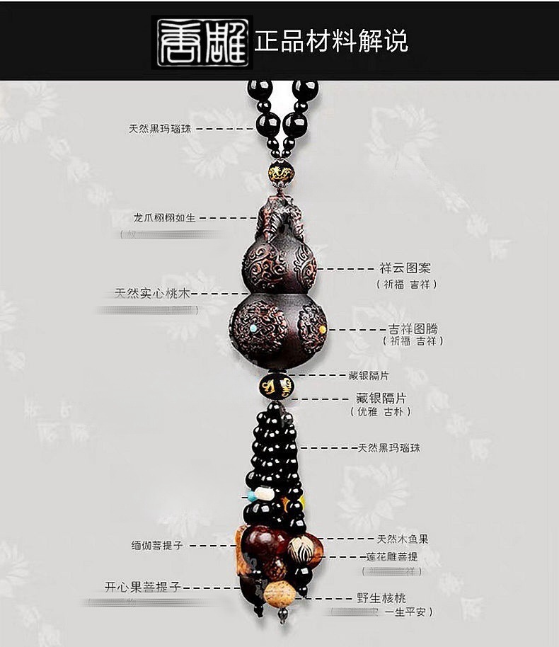 Car Perfume Gourd Pendant, High-End Peach Wood Car Pendant, Long-Lasting Light Fragrance, Safe Car Perfume Pendant