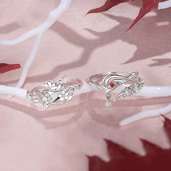 Hot New Tianguan Blessing Derived New Couple's Ring Flower City Xie Lian Simple Niche Personality Ring Accessories