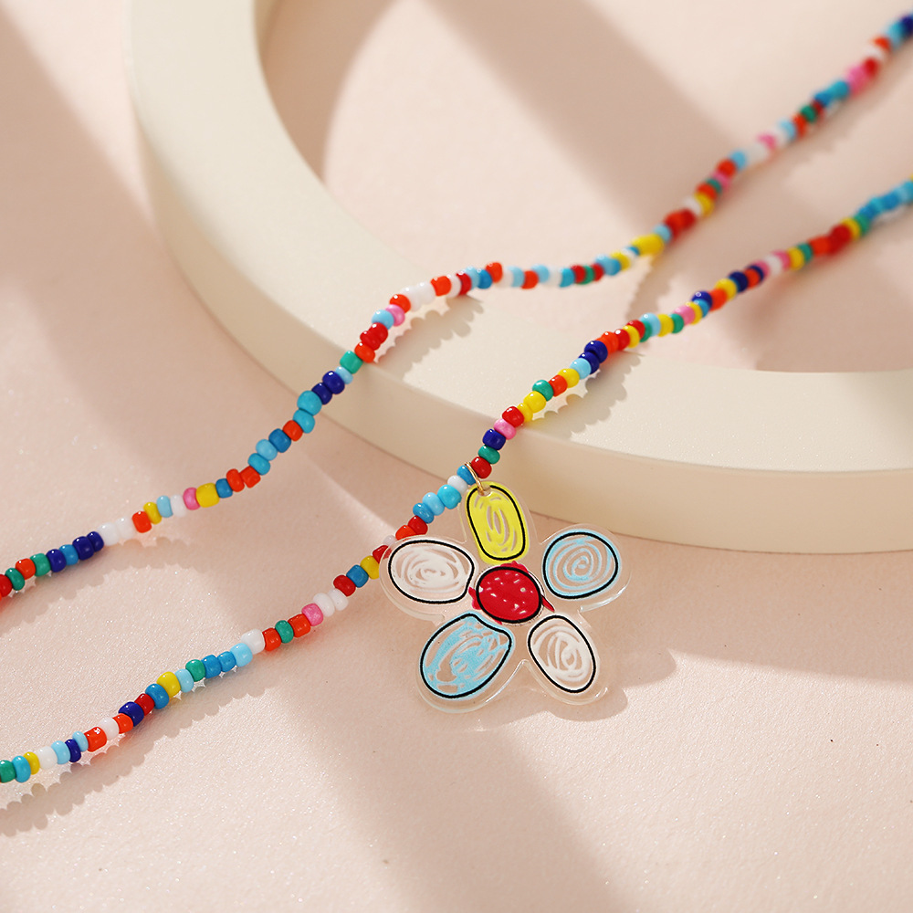 Bohemian Geometric Flower Butterfly Alloy Beaded Layered Necklaces