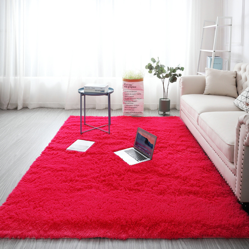 simple alfombra de sala de estar seda doméstica dormitorio chica alfombra de pelo largo mantas de cama estampado sofás de peluche cojín de mesa de té