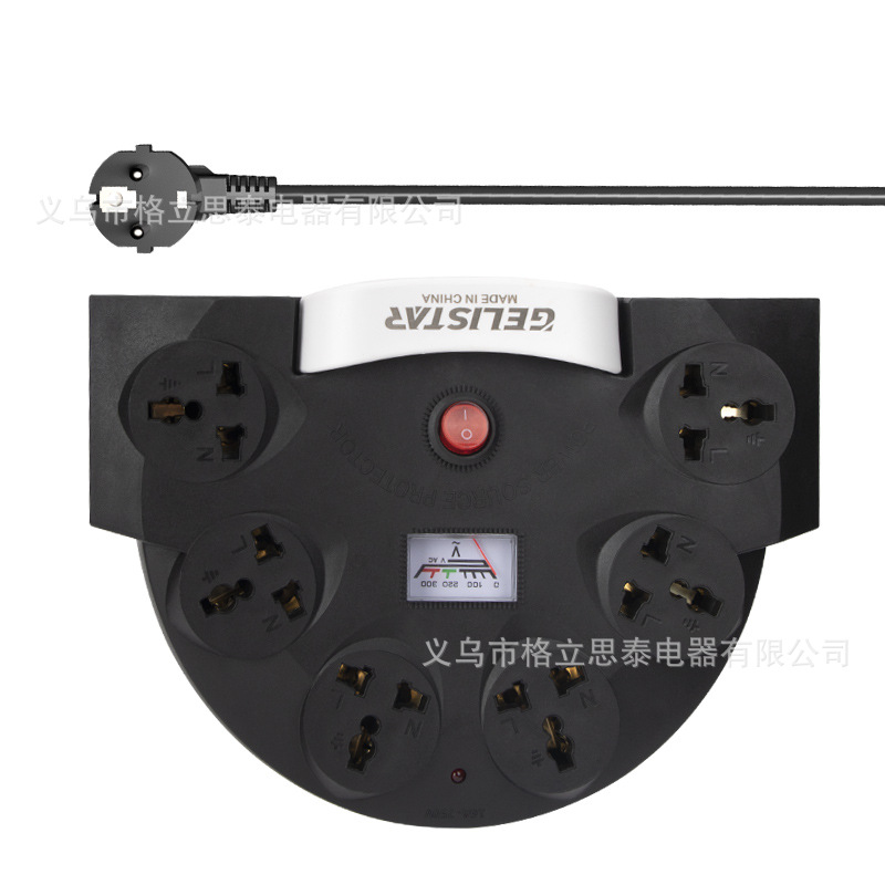 厂家供应排插圆盘多孔位通用万能孔拖线板插板多功能外贸插座