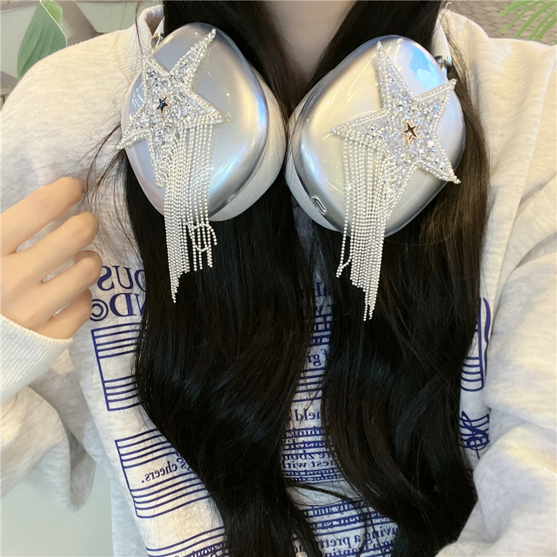 Flash Diamond Five-pointed Star for Apple AirPods MAX Headset Case Wireless Bluetooth DIY Silicone Protective Cover