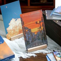 Postcard Greeting Card Fog Train Landscape Wind Minimalist Only Words Birthday Wishes Small Message Factory Direct Sale