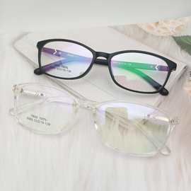 新款时尚眼镜女士透明镜框男沙黑色眼镜架复古椭圆配近视全框眼镜