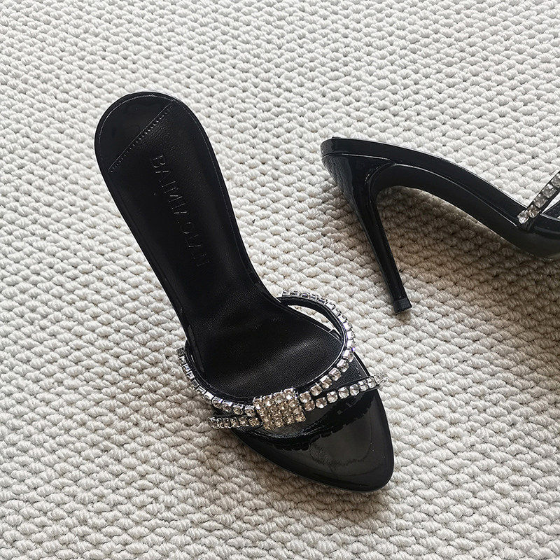 2026 Summer New Rhinestone Open-Toe Sandals For Women, Thin Heel High Heels, French Style High-Heeled Slippers_vogvips.com