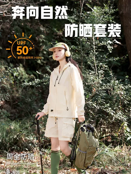 Summer New Couple's Ice Silk Sun Protection Clothing Set, Cool Feeling Upf50+ Two-Piece Outdoor Mountaineering Sun Protection Clothing Set