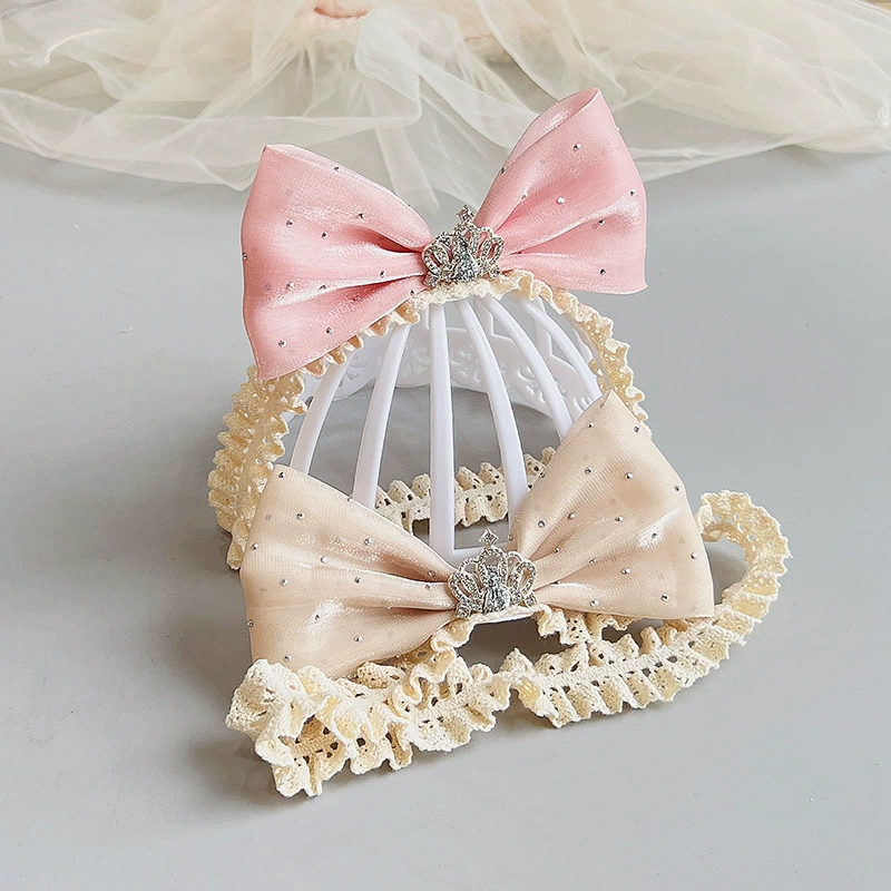 Милая трехмерная повязка для волос с бантом в Корейском стиле для принцессы, детская полнолуние, цветок на сто дней, Детская эластичная повязка для волос, аксессуары для волос