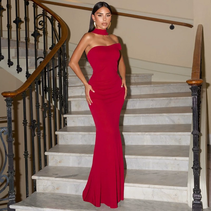 Летнее платье-топ 2025 года, бестселлер Amazon, женское, модное, обтягивающее, с открытой спиной, на одном плече, с лентой, оптом