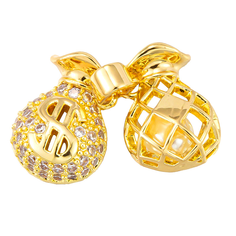 Antiguo método oro goteando aceite azul quemado colgante cuentas Dios de la riqueza atrapador de sueños flor cuentas de tambor accesorios de bricolaje joyería de transferencia