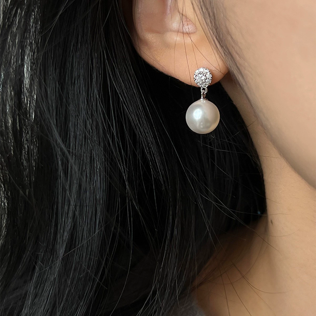 Earrings from pearl, small design ear clips, silver 925 sample