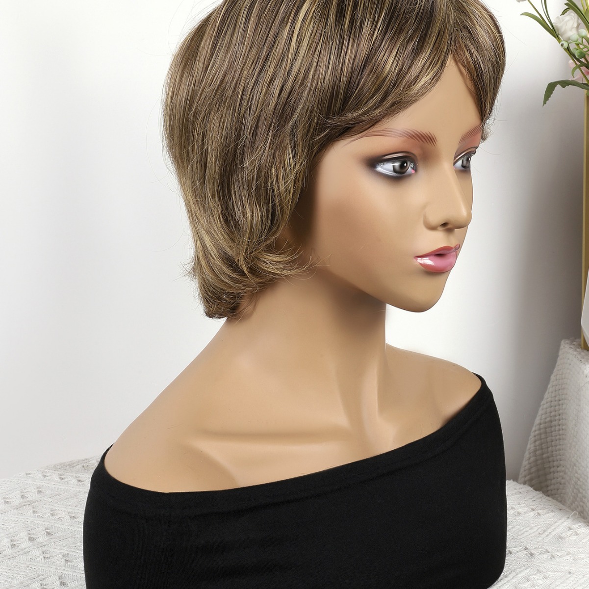 Fibra química al por mayor bob cabello pelucón mecánico pelucón cubierta de pelo