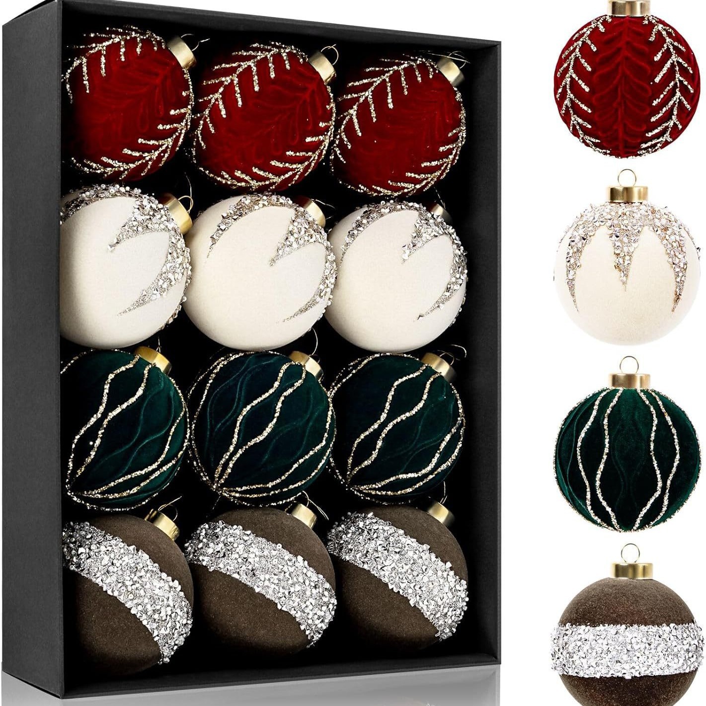 Bolas de Navidad flocado bolas de Navidad bolas de decoración de Navidad 8cm bolas de Navidad decoración de árbol de Navidad colgante decoración de Navidad
