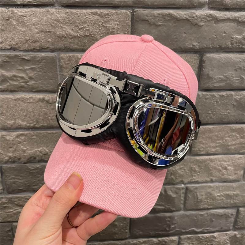 Vintage Pilot Hat With Sunglasses For Men And Women Hip Hop Cap_voghion.com