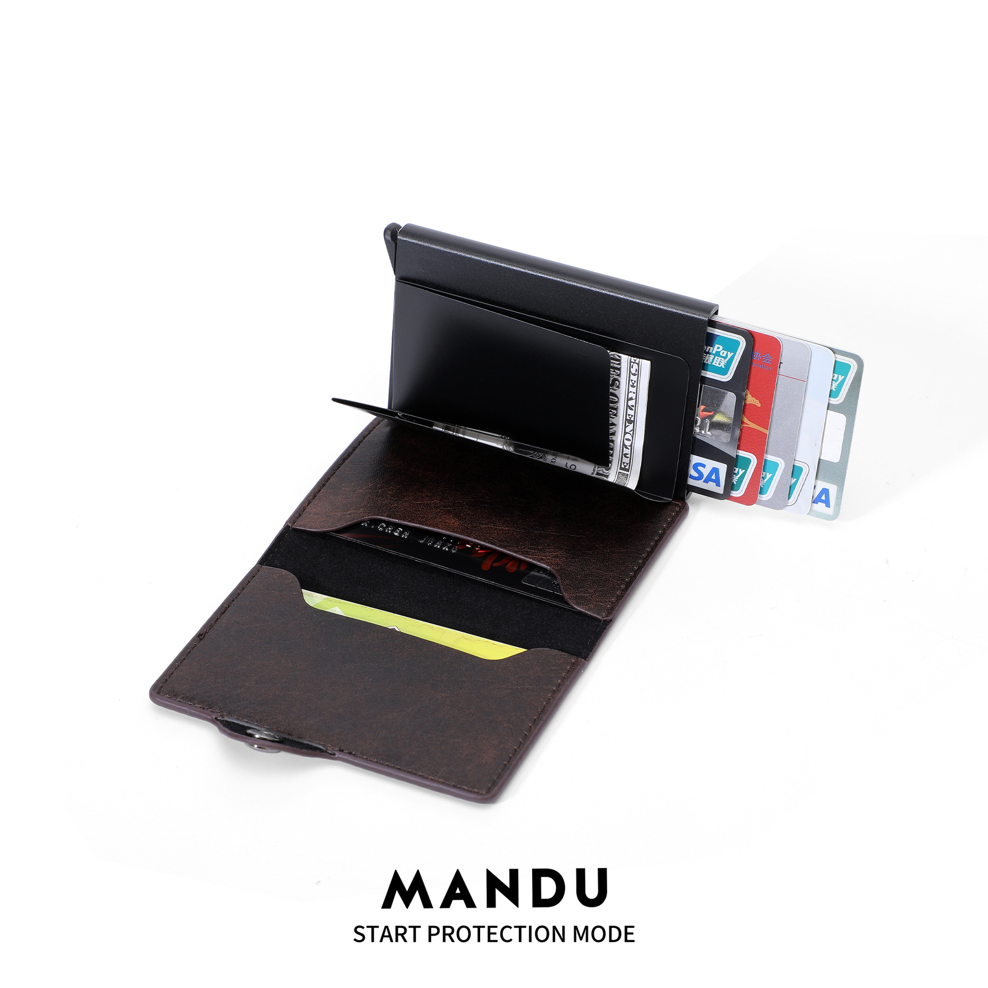 MANDU comercio exterior venta caliente Amazon RFID tarjeta de posición de tarjeta múltiple clip de dinero de cepillo antirrobo paquete de tarjeta de aleación de aluminio sentido avanzado