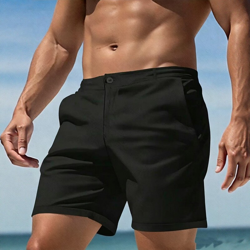 2026 Cross-Border Men's Solid Color Casual Shorts Business Golf Sports Shorts Men's Slim Fit Straight Summer Shorts