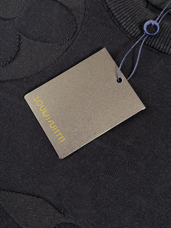 Donkey House の 25FW ダークパターン老眼フルプリントエンボスロゴニット半袖ラウンドネックセーターの正しいバージョン、男性と女性用|undefined