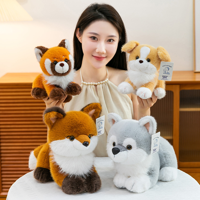 Simulación transfronteriza de muñecas de perros de pastoreo fronterizo, zorro, oso, comercio exterior, juguetes de peluche para niños, almohadas, muñecas de tela de alta calidad
