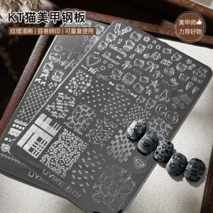 Hello Kitty Nail Art Steel Plate Bow Cat Transfer Printing Template Tool Wholesale Nail Art Kt Cat Transfer Plate