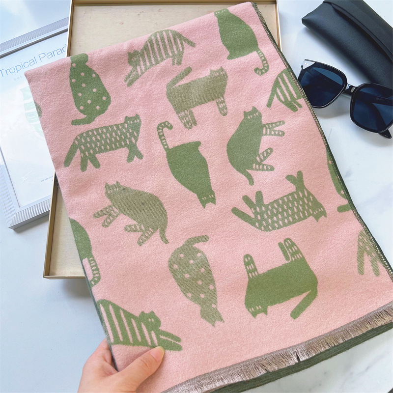 Autunno e inverno nuovo gatto colorato carino ragazza studentessa caldo scialle sciarpa di alta qualità grande 666_voghion.com