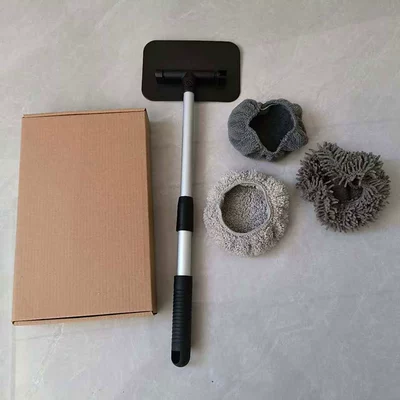 Window Cleaning Tool, Telescopic Aluminum — Car cleaning tools - 1-towel-cloth-cover-1-coral-velvet-cover-1-small-chenille-cloth-cover-1-set-of-quadrilateral-plastic-partskraft-paper-box