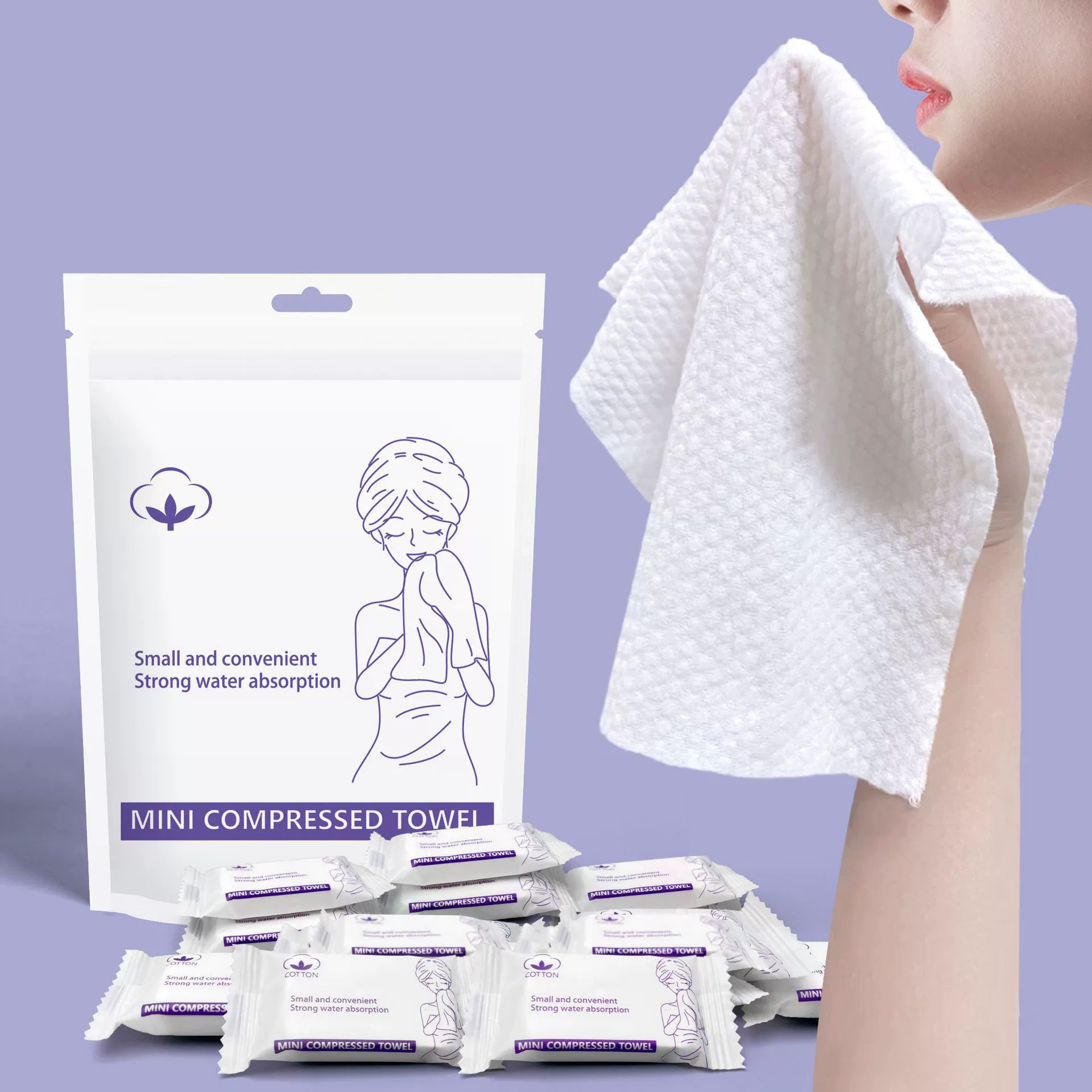 Disposable Compressed Towels, Increased Thickness, Multiple Sizes (24×30–70×140 cm), Single & 20‑pc Packs