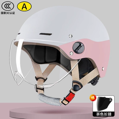 Motosiklet kaskı (dəbilqə) – certification motorcycle helmet electric car - white-powder-transparent-short-mirror-free-tea-long-mirror