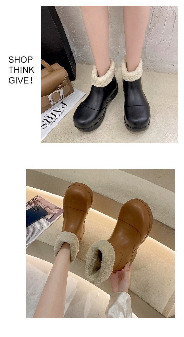 2023 Nuovi stivali da pioggia Stivali da neve impermeabili Stivali da donna con suola spessa Martin Stivali da pioggia in peluche staccabili Stivali corti di moda_voghion.com