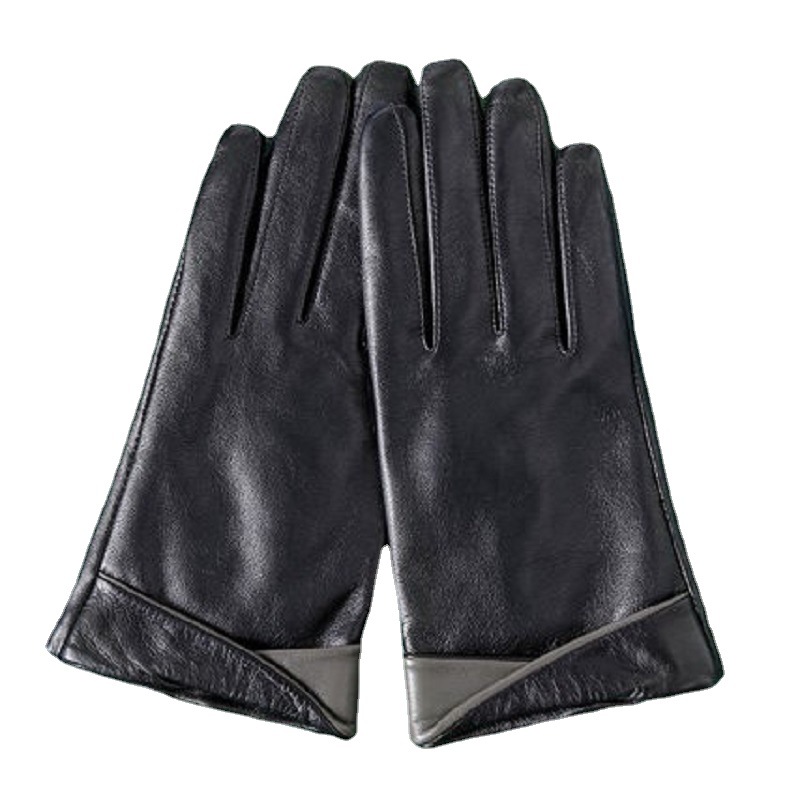 女士羊皮手套秋冬季加绒加厚触屏短薄款骑行开车真皮保暖户外防寒