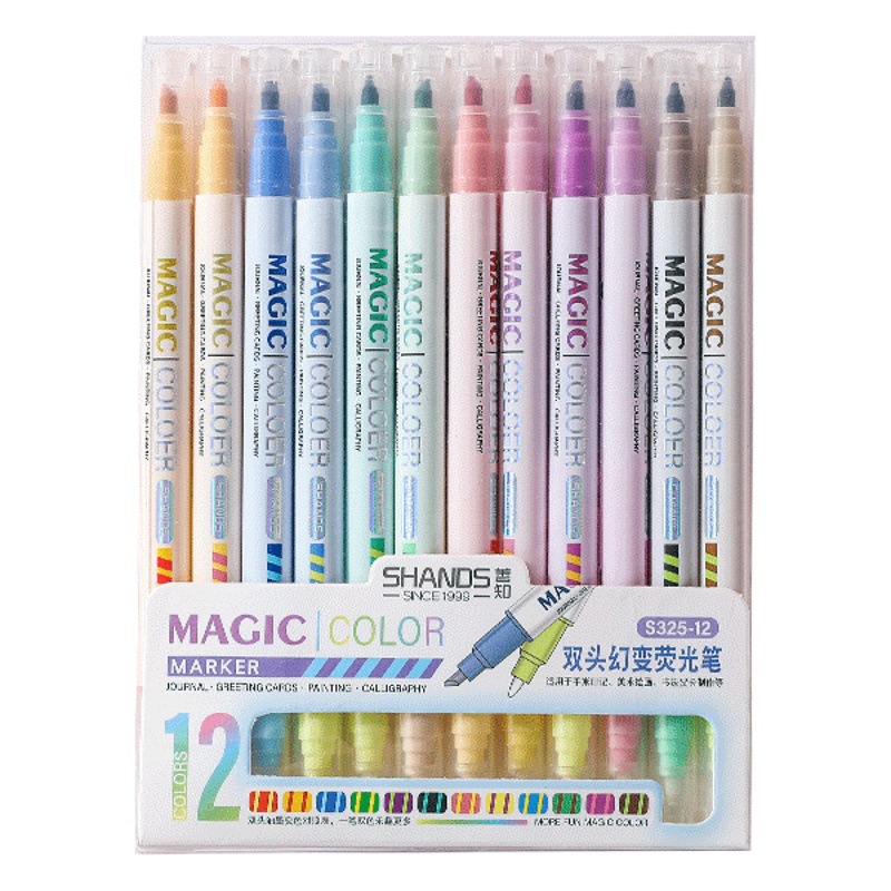 Shanzhi doble cabeza mágica color cambio de la pluma Color trazo clave marca marcador pluma estudiante resalte pluma mano cuenta conjunto de la pluma