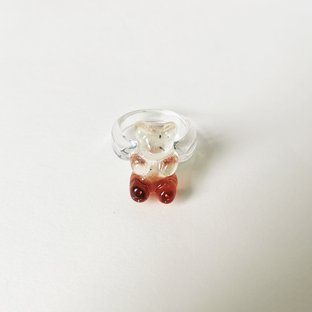 4g Weight Rings Classification 1 Piece Quantity Daily Occasion Acrylic Material Bear Pattern Women's Gender Cute Style Cute Bear Arylic Women's Rings 23