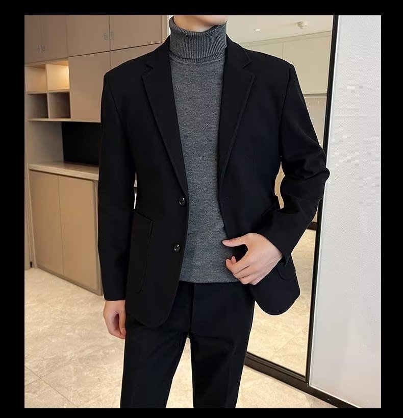 1 Blazer Men, Autumn And 2023 New Style, Mature Style Men's Casual Thick Woolen Suit For Winter_viptrois.com