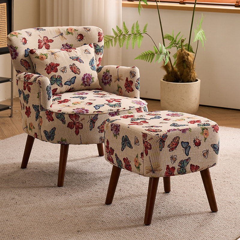 Balcón sala de estar sofá de tela estilo chino estilo americano sofá casual silla de cabecera retró casual silla de sofá