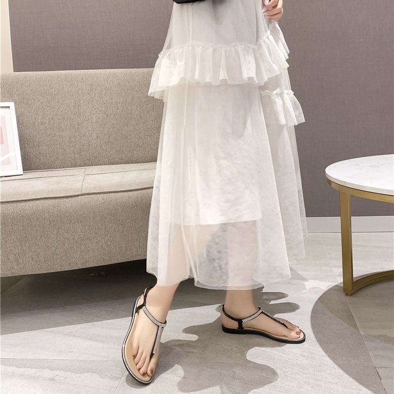 2021 agua de diamante de marea sandálias de clip para mujeres de verano plano para estudiantes de vacaciones casuales zapatos de playa