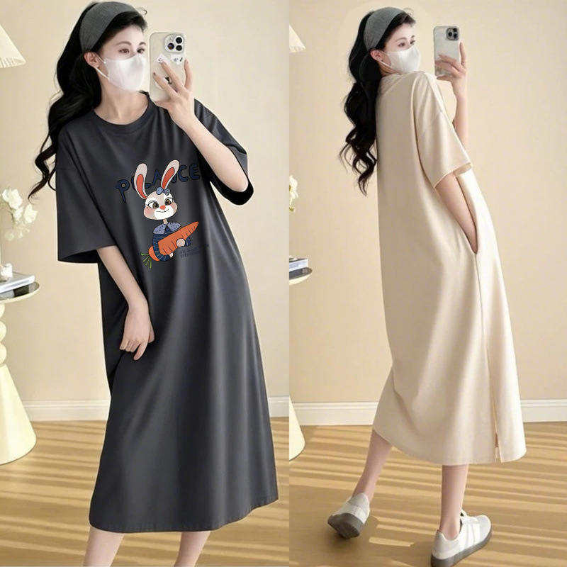 Maternity Wear Summer Short-Sleeved T-Shirt Dress Fashion 2026 Loose Plus Size Long Dress Casual Summer Dress Thin Maternity Wear Summer Short-Sleeved T-Shirt Dress Fashion 2026 Loose Plus Size Long Dress Casual Summer Dress Thin