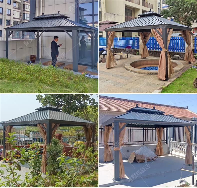 High-End Outdoor Pavilion Garden Terrace Aluminum Alloy Courtyard Leisure New Chinese-Style Pavilion Villa Courtyard Outdoor Sunshade