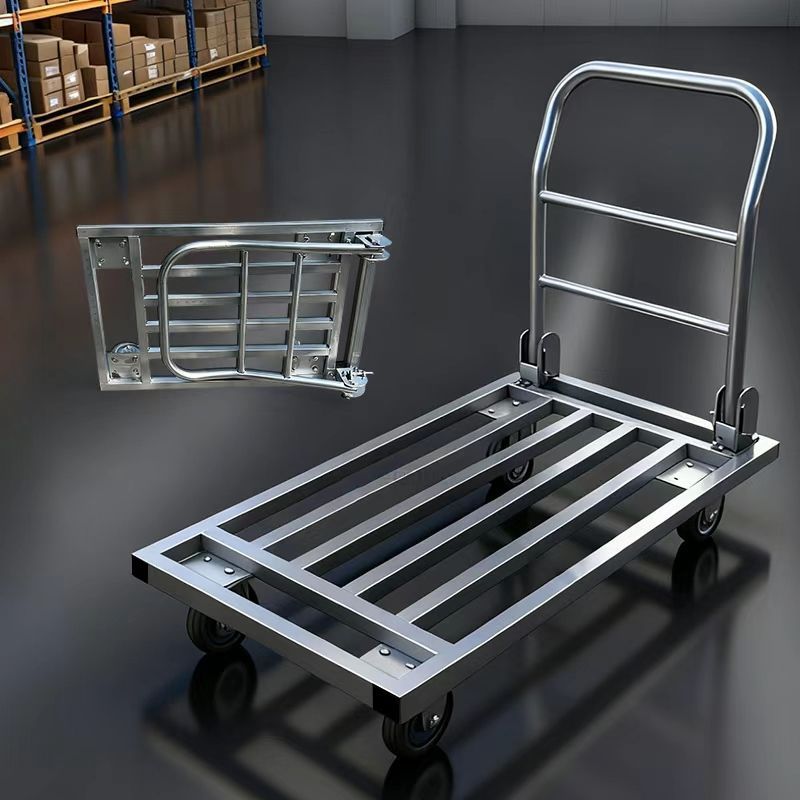 新款手推车平板车搬运车货车钢板加厚静音折叠四轮重型拉货小其他